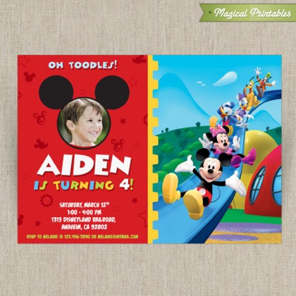 Disney Mickey Mouse Clubhouse Customizable Printable Party Invitation - With photo